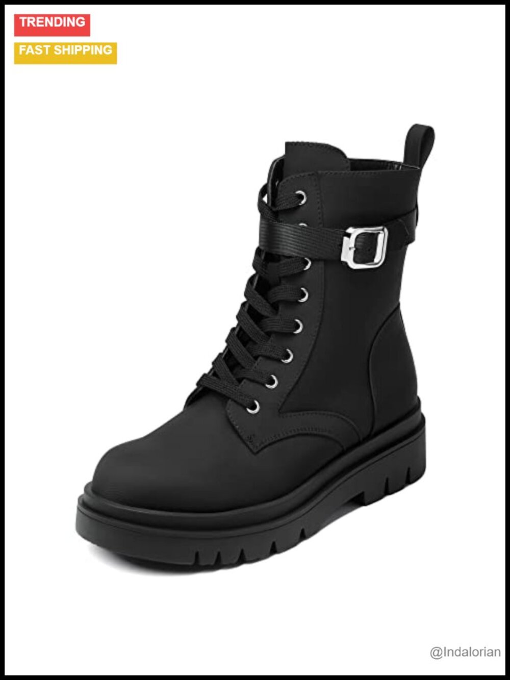 Women's Combat Ankle Boots Lace Up Lug Sole Buckle Platform Zip